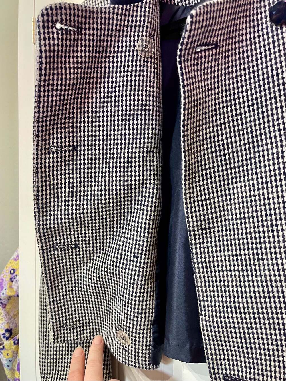 Pendleton Collection VTG Black & White Houndstooth Virgin Wool Cropped Blazer - Picture 4 of 7